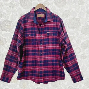 Excellent Orvis Men's L Flannel Button down Shirt‎ Jacket Plaid 9245